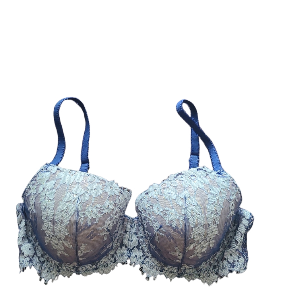 Lace+ rhinestone bra